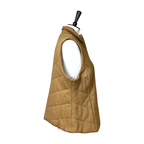 Coldwater Creek Quilted Vest Zip Front Pockets High Collar Tan Women's Size PXL - Picture 4 of 12